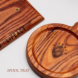WOODEN THREAD SPOOL HOLDER & TRAY