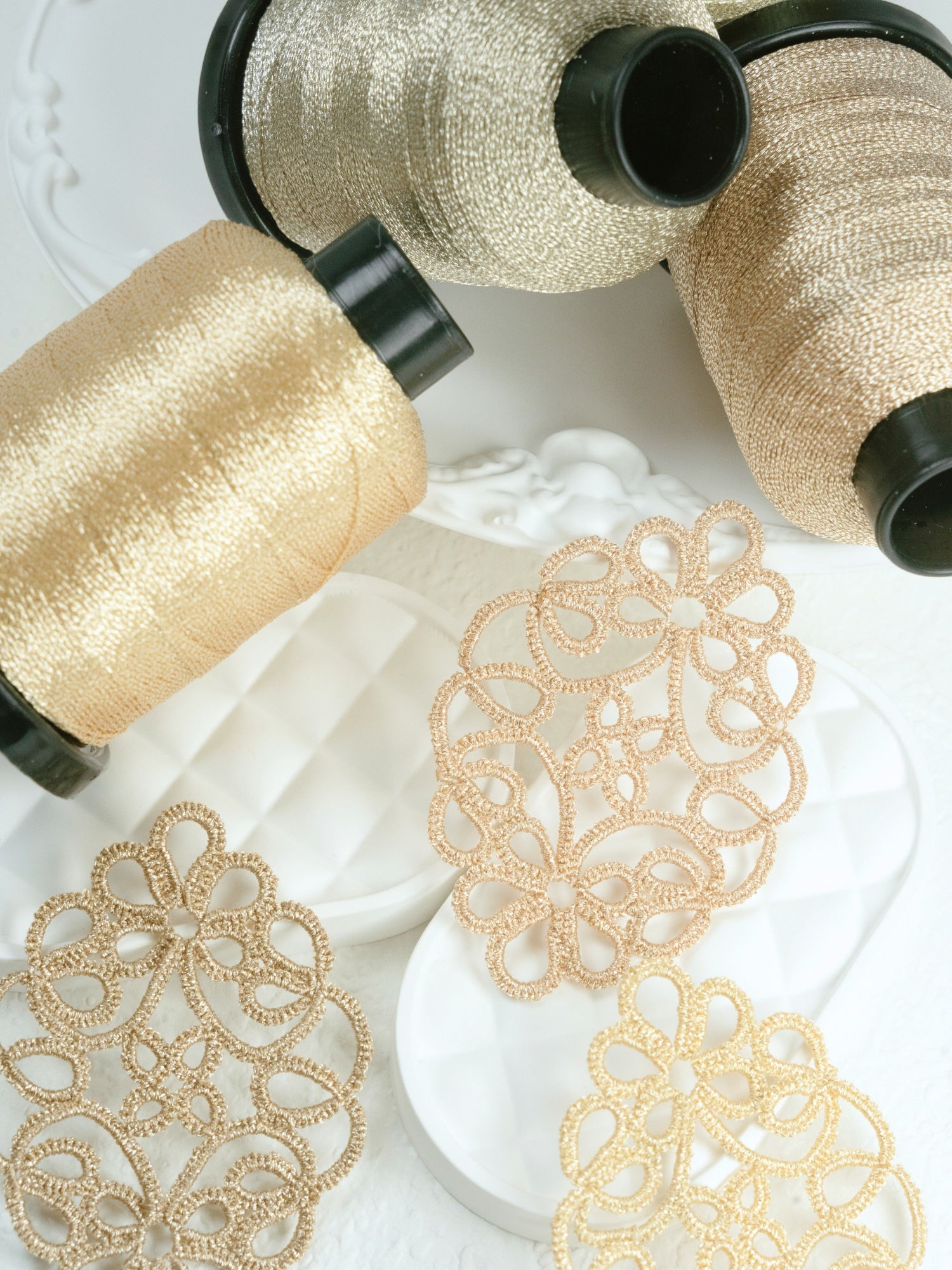 Silver Infused Threads SILVER SHINNY THREAD FOR SHUTTLE TATTING | OEKO-TEX® I Class Certified ...
